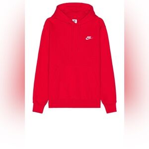 NEW Nike Mens XL Sportswear University Red Club Fleece Pullover Hoodie Cotton
